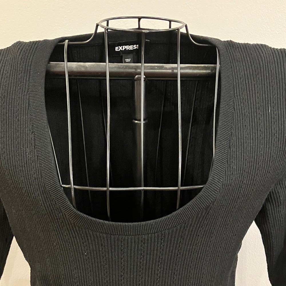 Express Black Ribbed Long Sleeve Bodysuit - Picture 4 of 10